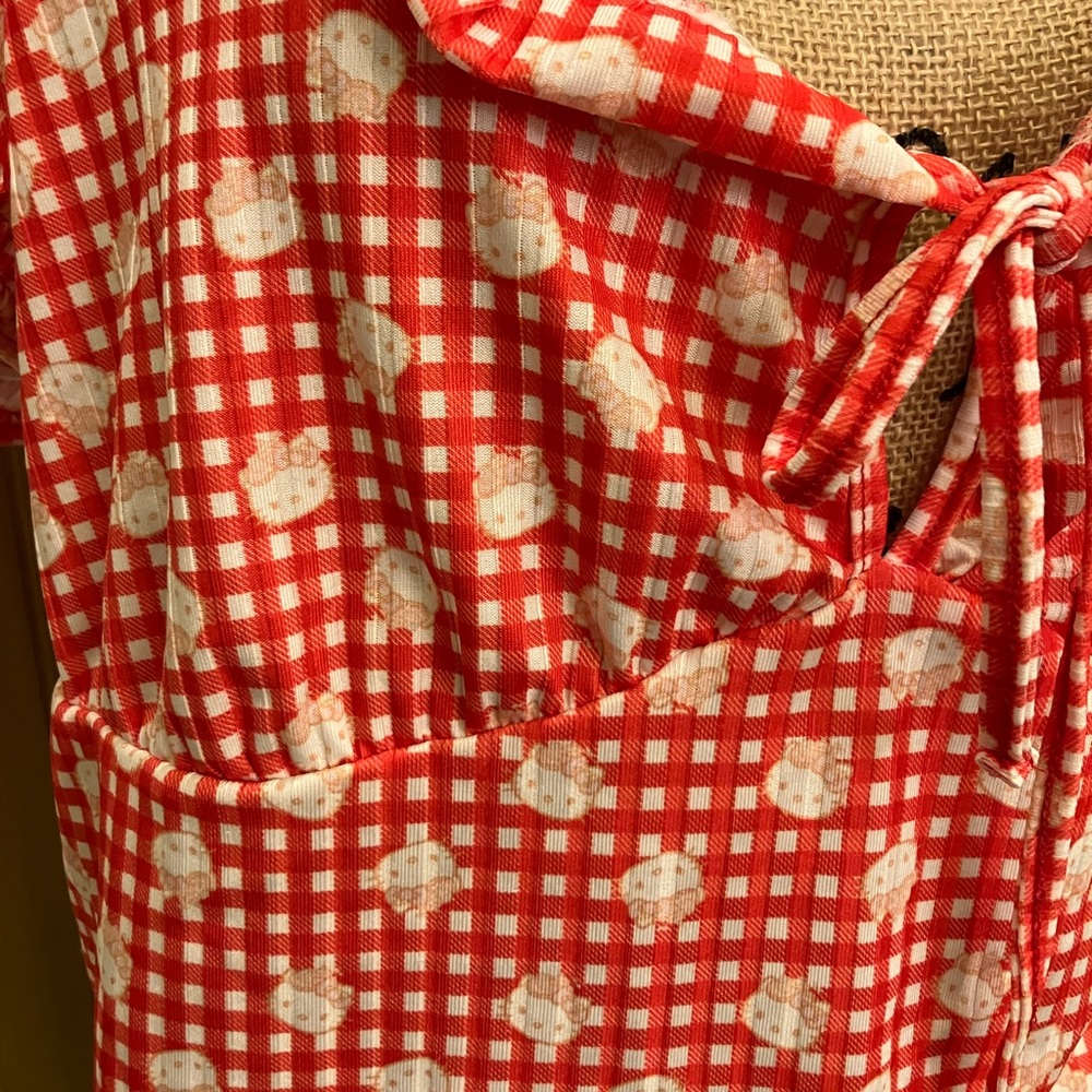 NGO new girl order hello kitty gingham milk maid top off shoulder cute 16 18 1X - Picture 4 of 6